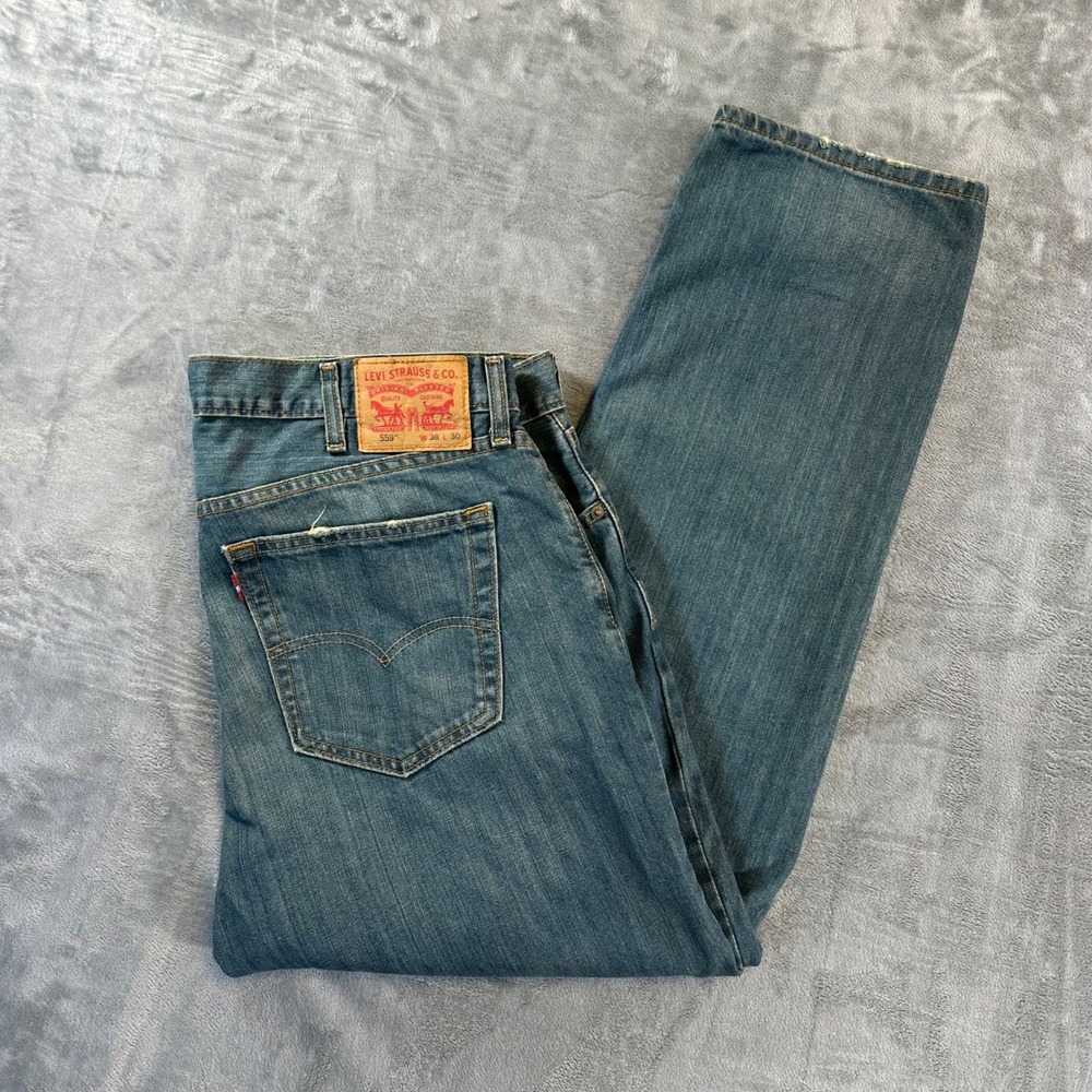 Levi's 559 Relaxed Straight Jeans Men's 38x30 Blue Denim Cotton